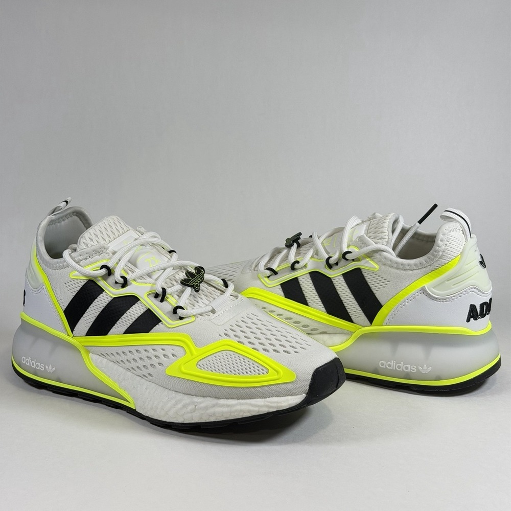 Adidas Size-7‎ Mens ZX 2K Boost J White & Volt Athletic Training Shoes NEW